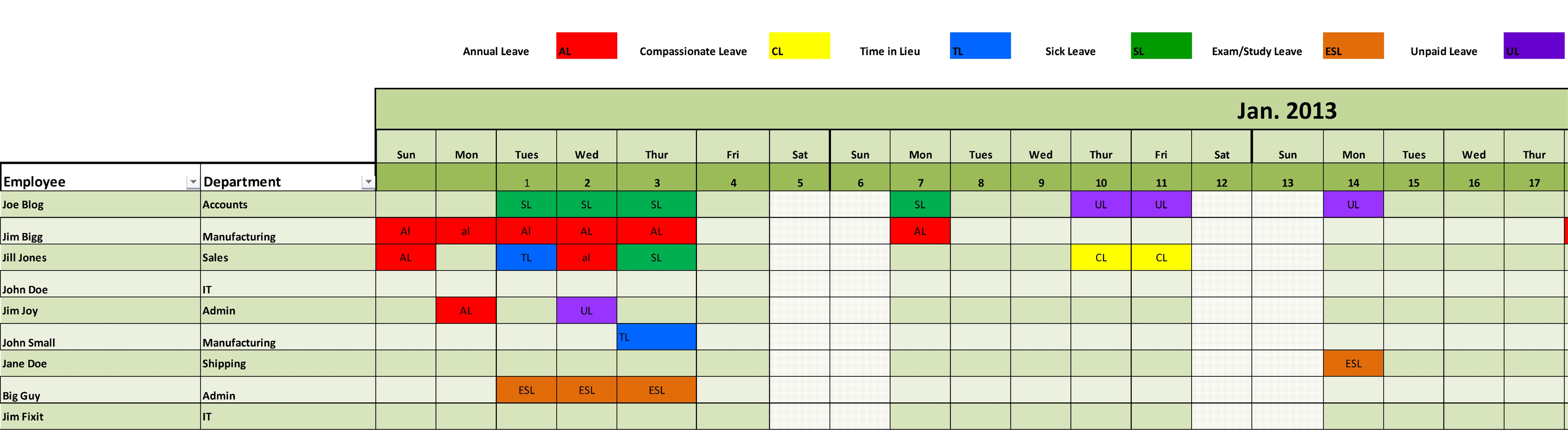 Annual Schedule Template Excel